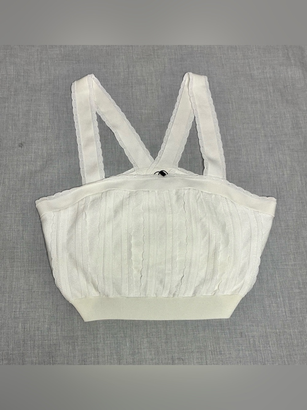Express White Cropped Pants Tank Top with Scalloped Edge Size Large